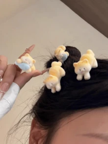 2个可爱甜美迷你橘猫发夹，女士适用，可固定侧刘海和碎发，爪夹，发爪，发夹，发卡，发夹，学生用品，发饰，头部饰品，发卡 - 彩色 - 查看 3