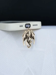 قطعة واحدة من ملحقات المجوهرات Zinc Alloy الغربية على شكل تنين وطائر، مناسبة للإضاءة (5-14)، واجهة أندرويد/طباعة-C - الأسود - مشاهدة 3