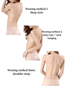 2 Pairs Of Bonded Push Up Bras With Clear Straps - Reusable Push Up Bonded Bras - Suitable For Deep V, Backless Bras - Nhiều màu - Xem 4