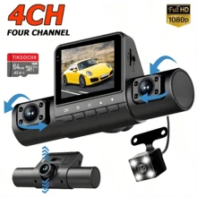 4-Channel Vehicle Camera 1080P Car Dash Cam Recorder With 1080P Front And 720P Left/Right Rear Night Vision Looping Recording 24-Hour Parking Monitor
