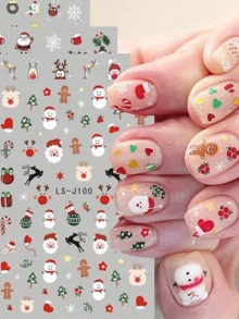1 pezzo/2 pezzi/4 pezzi Questi adesivi per unghie in stile INS presentano una varietà di motivi natalizi affascinanti, tra cui renne, Babbo Natale, campanelle e alberi di Natale. I disegni carini e vivaci catturano perfettamente l'essenza del periodo natalizio.