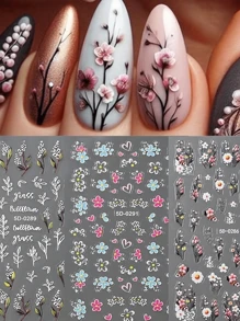 1/2 件，这些浮雕春季野花指甲贴展现了一系列精致细致的花卉图案。精致的花瓣、茎叶和野花都经过精心制作，呈现出栩栩如生、迷人的外观。柔和的粉色、白色和黄色色调的组合，为您的指甲带来春天的清新活力。 - 彩色 - 查看 1
