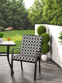 100% Polyester Weather-Resistant Outdoor Chair Cushion - 37L X 19.5"W X 3.5"H Lattice-Patterned Black & White, Repellent For Patio, Garden, Poolside, 1-Pack - 黑與白 - 查看 4