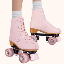 Milky Way Women's Roller Skates, Comfortable PU Leather Pink Purple Light Up Roller Skates, Indoor Outdoor Roller Skates For Beginners - 西瓜粉紅色 - 查看 6