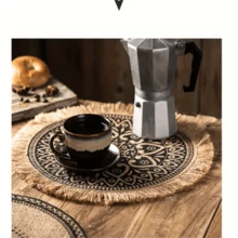 4 Stücke/6 Stücke/8 Stücke 38cm runde Leinen Tischsets, rutschfest, hitzebeständig, leicht zu reinigen, geeignet für Esszimmertisch, Boho-Stil, Zuhause, Restaurant, Küche, Büro, Weihnachtsfeier, Hochzeit, Feiertags-Dekoration, Tischschutz, Geschenk