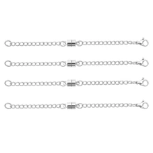 4 Peças Extensor de Colar Magnético Prata Ajustável, Extensores de Corrente para Colares, Fechos e Fechos Magnéticos de Joias para Mulheres, Muito Adequado para Uso Diário