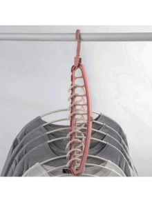 1pc Space-Saving Multi-Functional Clothes Hanger, Plastic Wardrobe Organizer, Portable And Foldable Clothes Hanger For Closet Storage, Travel Essentials - Multicolor - View 9