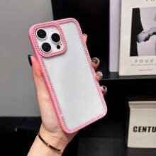 1个玫瑰粉色奢华闪亮钻石透明手机壳，兼容 17 Air 16e/15 Pro Max/14 Plus/13 Pro，防震保护，硬质亚克力材质，带防撞边框 - 玫紅色 - 查看 5