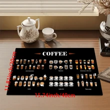 1pc Coffee Cup & Dish Drying Mat, Espresso Machine Countertop Absorbent Pad, Coffee Theme Bathroom Vanity Draining Mat, Soft Faucet Absorbent Pad, Vanity Cup Mat, Kitchen & Bathroom Accessories