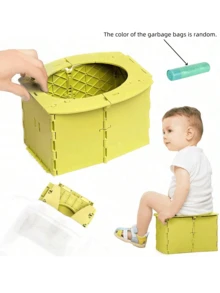 مقعد إفراز صغير محمول للأطفال قابل للطي لتدريب المرحاض، مع أكياس تنظيف قابلة لإعادة الاستخدام، مناسب للتخييم والسفر والأطفال الصغار