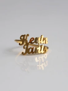 Anillos personalizados con nombre individual/de pareja, anillos minimalistas personalizados, anillos apilables exquisitos de acero inoxidable con nombre, anillos elegantes de plata, joyería personalizada con nombre, regalo para la madre, encanto de Año Nuevo - Multicolor - Ver 7