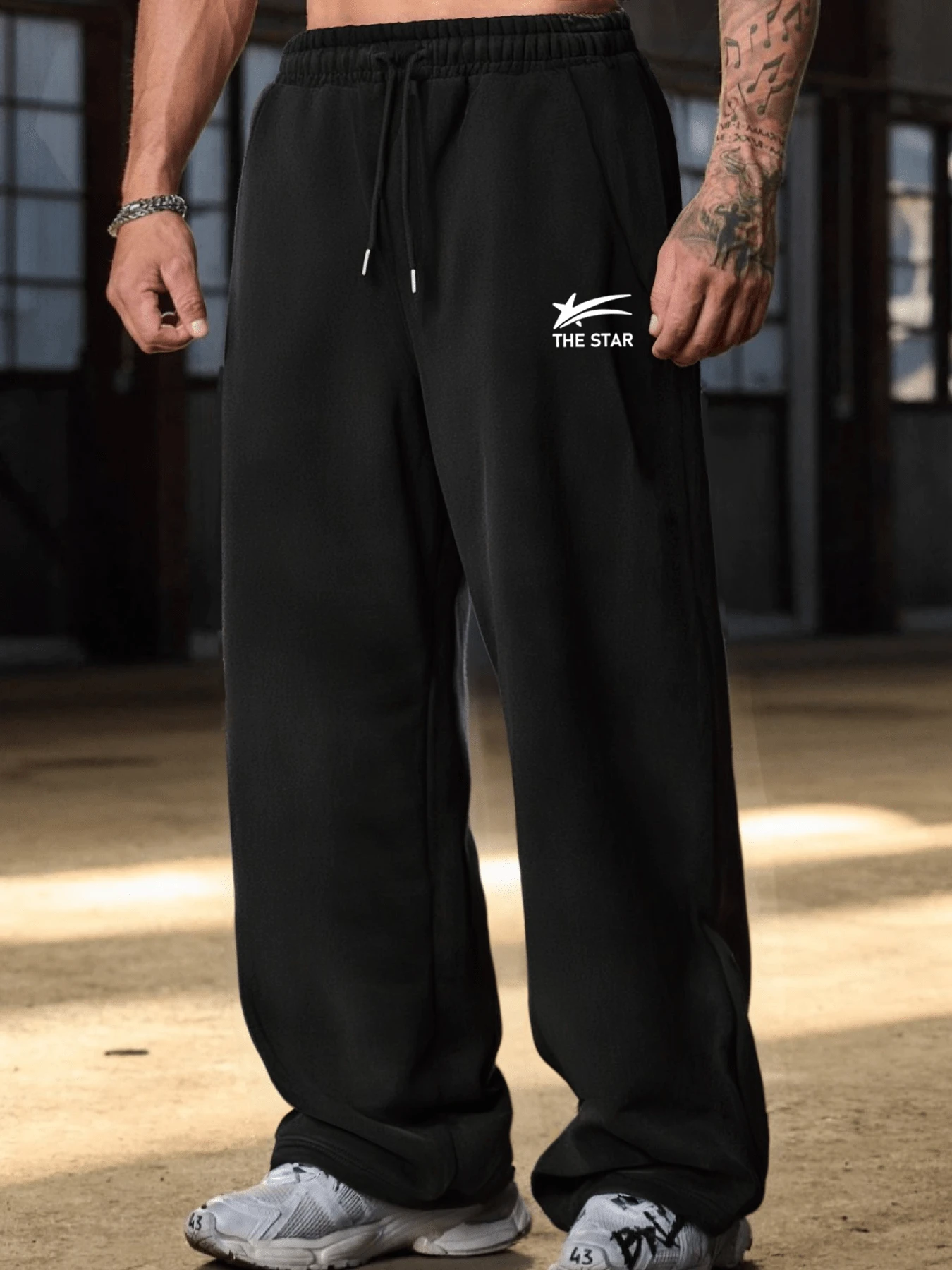 Pantaloni della tuta a gamba dritta con stampa a stelle, vestibilità morbida, unisex, stile casual da strada, comodi, adatti per sport, fitness, pendolarismo, tutte le stagioni