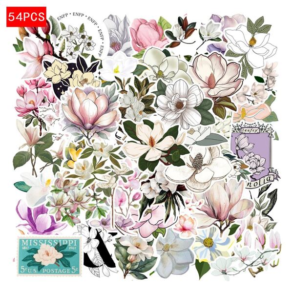 50pcs Orchid Stickers Flower Plant Aesthetic Stickers Orchid Plant Decoration Vinyl Waterproof Stickers Water Bottles, Computers, Laptops, Mobile Phones, Luggage, Laptops, Refrigerators