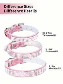 Sparkly Rhinestone Pet Dog Cat Collar, Fashion Everyday Wear - Pink - View 9
