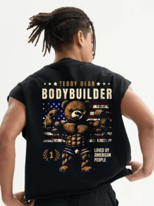 Men's Oversized Printed Tank Top Body Builder Workout Gym Leisure Casual Outing Cod 567