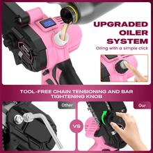 Mini Chainsaw Cordless 6 Inch With 2 Battery, Mini Power Chain Saw With Security Lock, Electric Chainsaw, Handheld Small Chainsaw For Tree Trimming Wood Cutting (2 Mini Chainsaw + 2 Guide Plate) - 粉紅色-1 - 查看 6