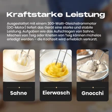 SUPERLEX 2-In-1 Electric Mixer, 5-Speed Stainless Steel Hand Blender With Stainless Steel Mixing Stick And Dough Hook For Whipping Cream, Stirring Dough, Kneading Dough, Kitchen Mixer In Turbo Mode For Salads, Juices, Portable Milk Frother For Coffee, Milk, Latte Macchiato, Suitable For Mixing Smoothies And Soups