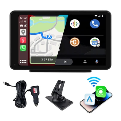 Plimpton, 2024 Car Navigation System Portable, Car Touch Screen Android&Carplay, Carplay Screen For Car Portable 7 Inch, Wireless Car Play, Multimedia, Voice Control, BT, Mirror Link, Suitable For All Vehicles, Cars, Trucks, SUV