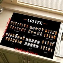 1pc Coffee Cup & Dish Drying Mat, Espresso Machine Countertop Absorbent Pad, Coffee Theme Bathroom Vanity Draining Mat, Soft Faucet Absorbent Pad, Vanity Cup Mat, Kitchen & Bathroom Accessories