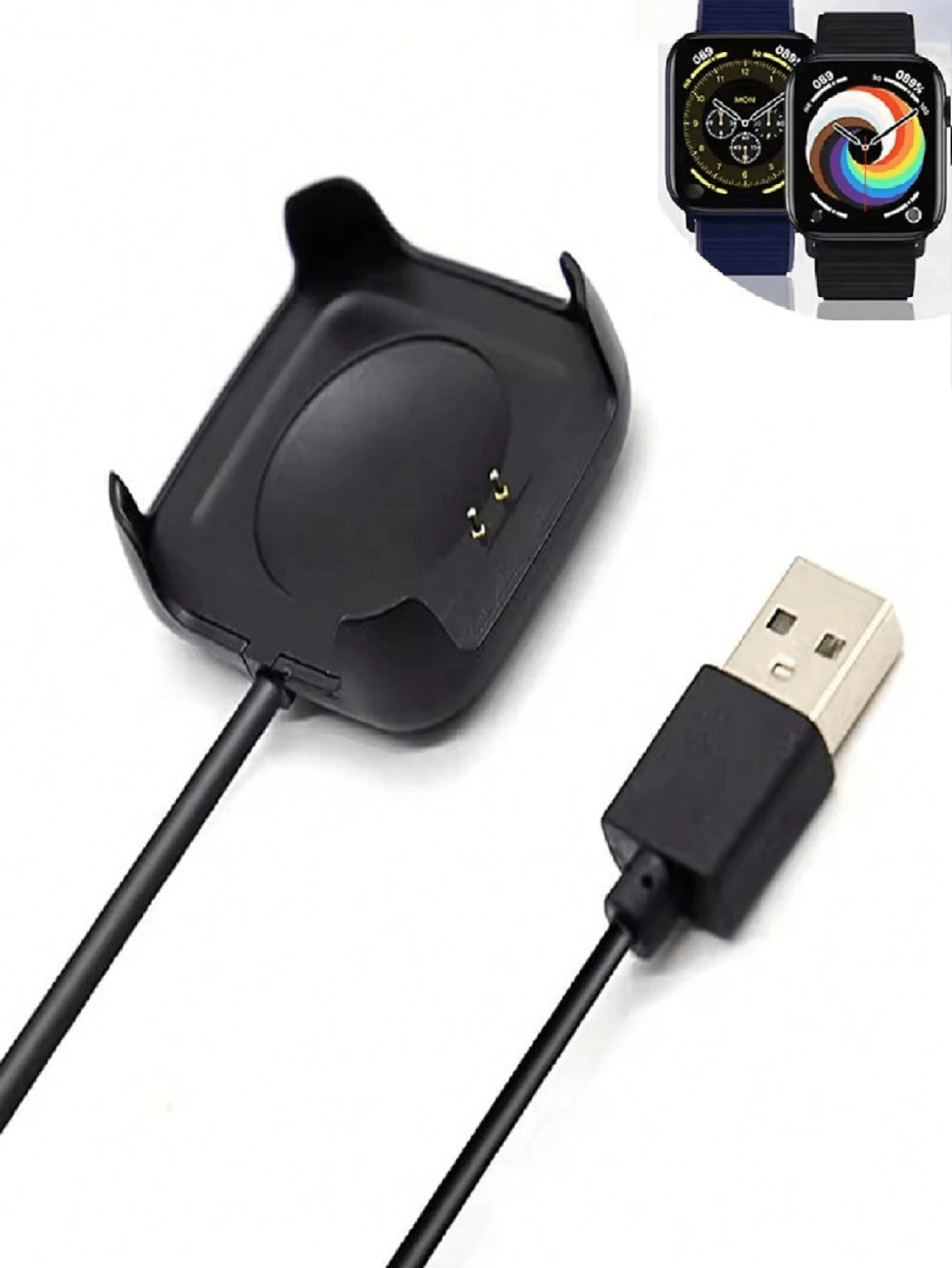 1 件智能手表磁力充电器智能手表充电线 USB 充电适配器适用于 HW22 HW19 P6 X16 T500PLUS X8PLUS 智能手表