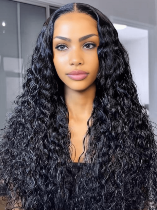 Peluca de cabello humano de onda profunda con frente, cabello de 13*4 transparente, pelucas de pelo humano 55, peludas pre-enrolladas para mujeres, pelo de humanos reales, 180%, densidad natural, 1B