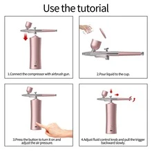 30PSI High Pressure, Anti-Clogging Airbrush Kit With Compressor - Corded Rechargeable, Includes 0.3mm Nozzle And Cleaning Brush, Suitable For Painting, Cake Decorating, And More - Pink - View 4