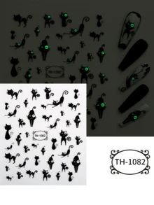 万圣节指甲贴纸 OEM 鬼魂骷髅发光指甲贴纸 ODM 万圣节疤痕贴纸，自粘可重复使用贴纸，带有骷髅、鬼魂、疤痕、南瓜和蜘蛛图案，适用于节日美甲装饰