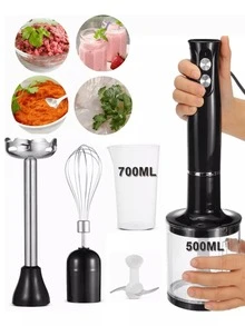 SOKANY 1 件套四合一手持搅拌机套装，电动食品加工机包括多功能手持搅拌机、打蛋器、绞肉机和搅拌杯，适用于食品加工和婴儿食品混合 - 查看 3