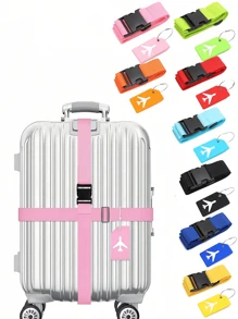 Luggage Ties Luggage Tag Set, Travel Adjustable Suitcase Straps Silicone Luggage Tags With Name, ID Card Men And Women Luggage Straps Adjustable Belts, Luggage Fixing Straps, Luggage Straps With Silicone Luggage Tags, Suitable For All Bags And Luggage, 8 Colors To Choose From, Suitable For Home, Office, School, Travel, Business