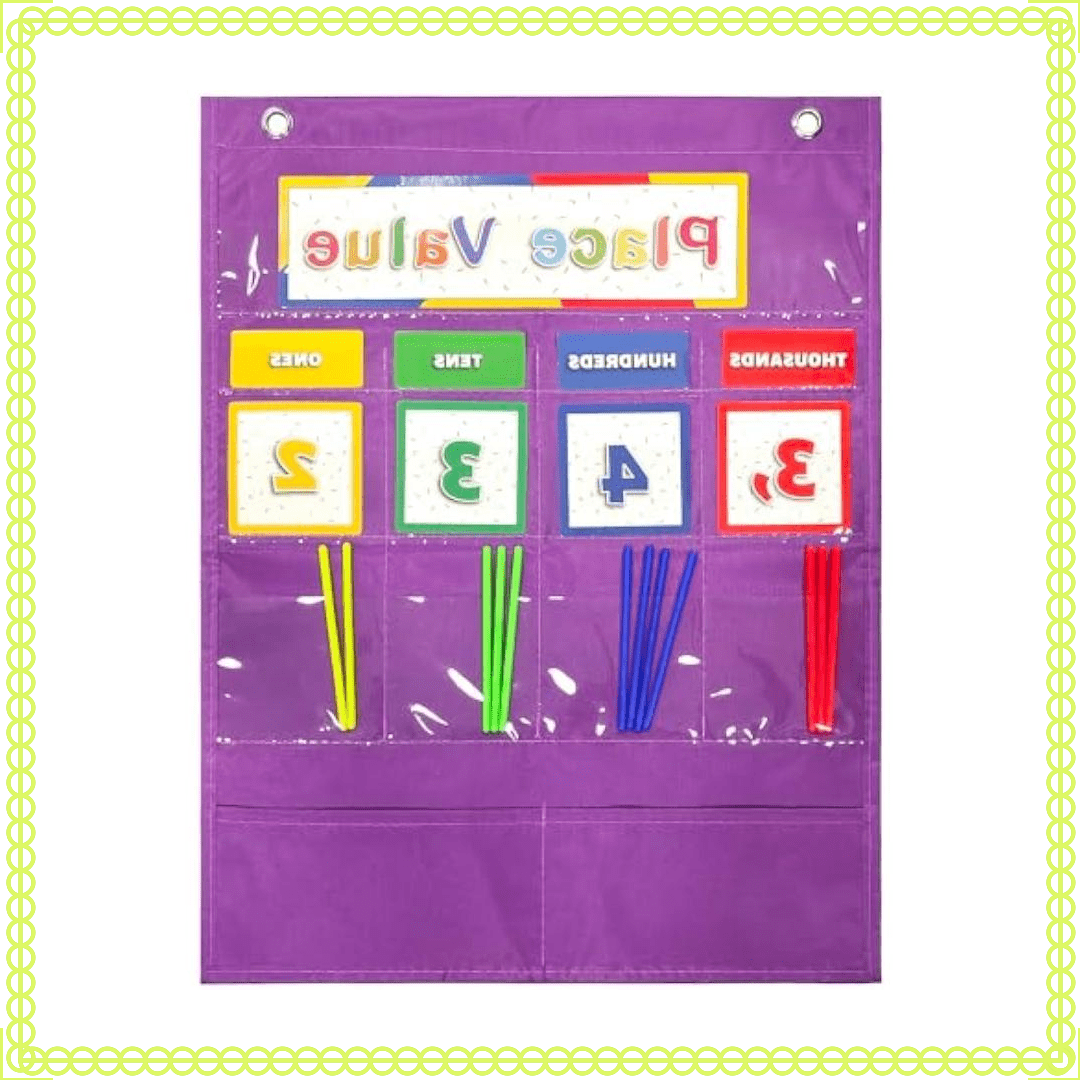 Math Bulletin Board Decor For Teachers, Counting Days In School Calendar Math Board, Place Value Manipulatives Pocket Chart For Classroom - Thousands Hundreds Tens Ones Chart With 40 Number Cards
