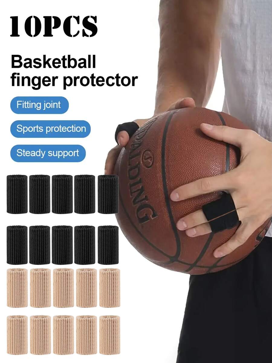 10PCS Basketball Finger Sleeves , Thumb Splint Brace For Finger Support, Breathable Elastic Finger Tape, Compression Pression Protector For Triggger Finger,Compression Aid For Sports - Multicolor - View 1