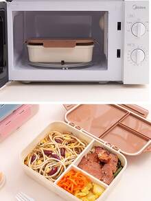 1 pieza Lonchera con tapa abatible personalizada con 1 cuchara de acero inoxidable, lonchera con compartimentos de plástico, lonchera para estudiantes, capacidad de 1200ml, apta para microondas y refrigeración, diseño de hebilla de tres lados, con anillo de sellado de silicona incorporado, a prueba de fugas, adecuada para trabajadores de oficina, estudiantes, maestros, campamentos, salidas. El mejor regalo para amantes, amigos, familiares, maestros, un imprescindible para la temporada de regreso a clases