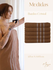 KIT 8 Toalhas CRISTAL - (4 banho + 4 rosto) 100% ALGODÃO - TOALHAS K&C - Marrom - Visão 4