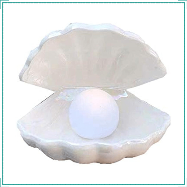 Christmas Gift(White), Ceramics Shell Pearl Light Led Lamp Portable Night Light Tabletop Light