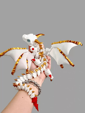 New 3D Printed Dual-Horn Flying Dragon With Wings, Multi-Jointed Flexible, Laser Gradient Fashionable Model, Suitable For Christmas, Valentine's Day, Christmas Eve, Halloween, Back To School Gifts & Toys (Eye Color Random)