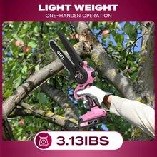 Mini Chainsaw Cordless 6 Inch With 2 Battery, Mini Power Chain Saw With Security Lock, Electric Chainsaw, Handheld Small Chainsaw For Tree Trimming Wood Cutting (2 Mini Chainsaw + 2 Guide Plate) - 粉紅色-1 - 查看 4
