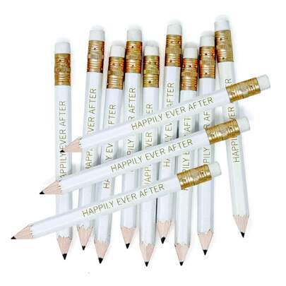 25pcs Bridal Shower Game Pencils, Wedding Pencils, Mini Pencils // Happily Ever After Pencils, Golf Pencils, Shower Favor