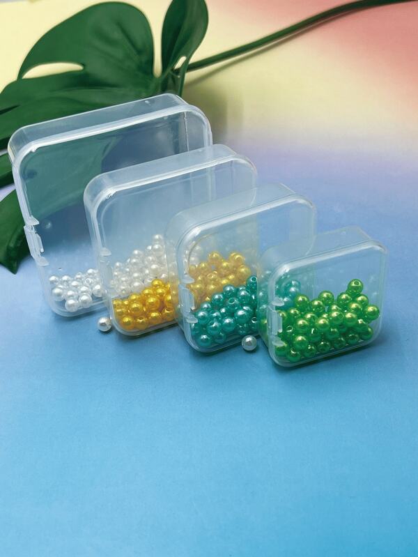 [4.5*4.5/5.5*5./6.5*6.5/7.5*7.5cm] Mini Clear Plastic Storage Boxes, Suitable For Storing Beads, Jewelry, Small Items, Crafts - Great For Home, Office, School Or Dorm, Stackable | Fashionable Storage Boxes With Secure Latch