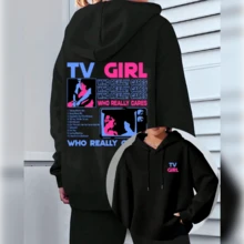 Sweatshirt  Tv Girl Band Indie Pop Album Who Really Cares Fans Cold Blouse - 黑色 - 查看 1