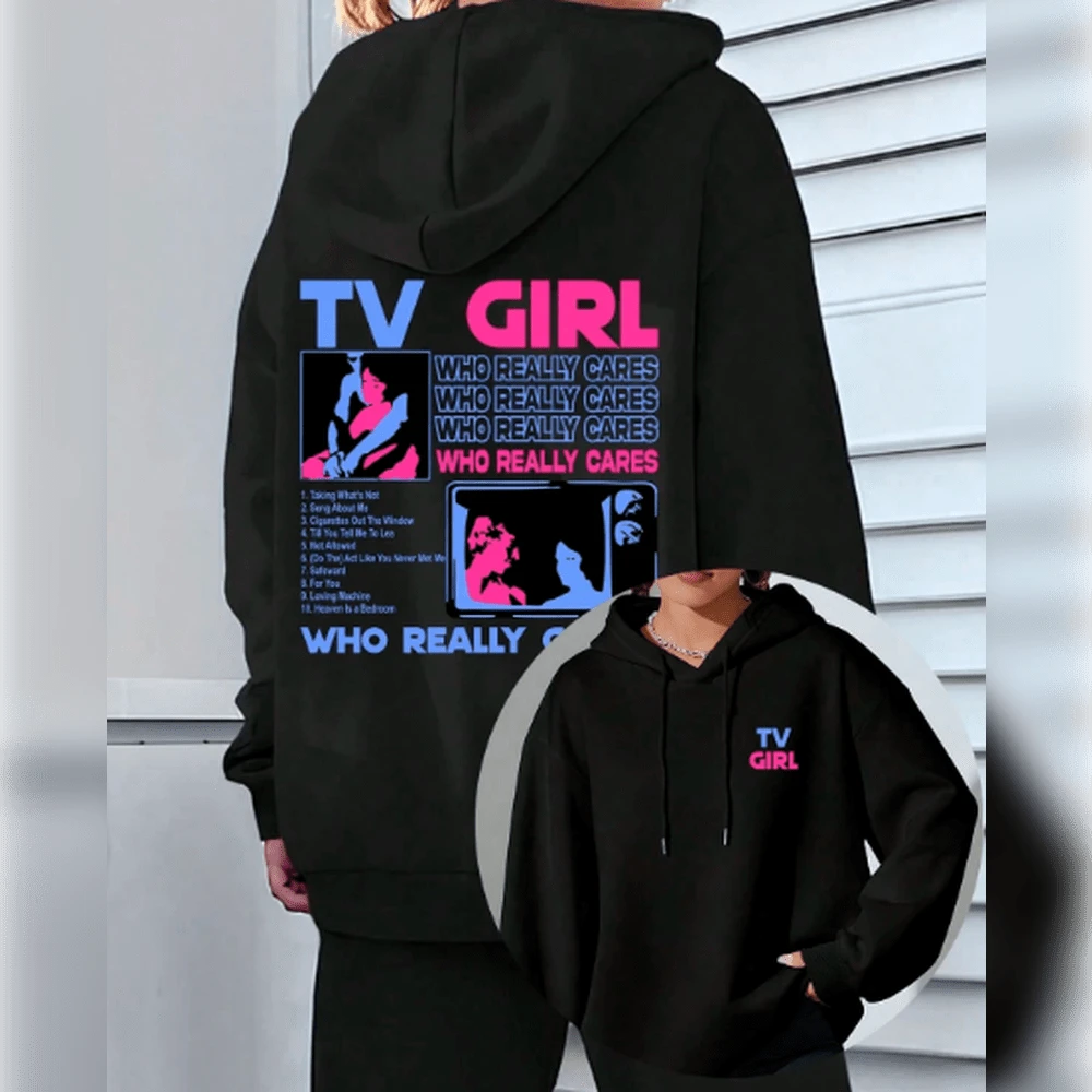 Sweatshirt  Tv Girl Band Indie Pop Album Who Really Cares Fans Cold Blouse - 黑色 - 查看 1