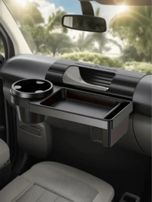 耐用的黑色塑料多功能汽车储物盒，带杯架、手机插槽和储物隔层 - 节省空间的设计，适合饮料、食物、智能手机和必需品，适合大多数车辆、汽车储物 - 彩色 - 查看 10
