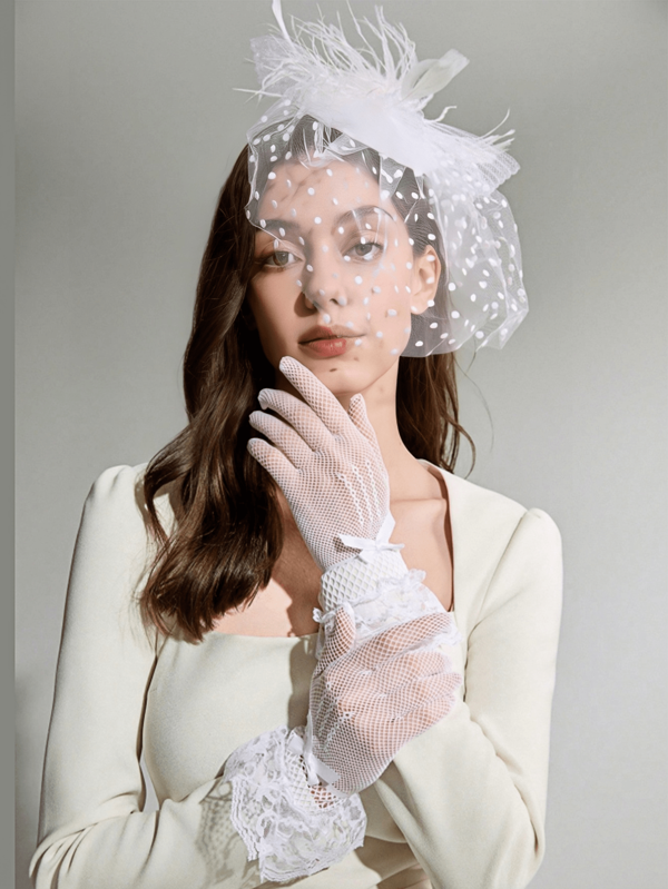 3pcs Fascinator With Gloves Sets For Women Tea Party Hats And Lace Gloves Kentucky Fascinators Derby Hat Wedding Cocktail Flower Feathers Hair Clip