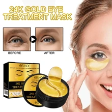 60 Peças Máscara de Olhos Dourada 24K, Máscara de Olhos Firmadora Contendo Colágeno, Ácido Hialurônico e Extrato de Camomila, Hidratante e Firmadora, Suaviza Rugas, Cataventos para Olhos de Colágeno Direcionados a: Olheiras, Bolsas Oculares, Olheiras, Adequados para Homens e Mulheres que Sofrem de Problemas Oculares Relacionados à Idade, Nutrição Poderosa para a Área dos Olhos, Reposição de Colágeno de Longa Duração