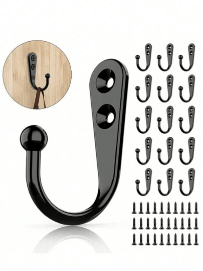 5pcs Vintage Style Wall Mounted Hooks With Screws, For Storing Items On Doors, Bathrooms And Kitchens,Bedroom,Bathroom Storage,Door Hanger,Kitchen Towels,Hook Wall,Hanging Wall,Wall Mounted Key Holder,Key Holder For Wall,Coat Hooks
