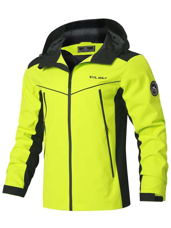 Jaqueta com Capuz Leve de Cor Sólida para Homens, Equipamento Casual para Primavera e Outono, Adequado para Caminhada e Escalada de Montanha