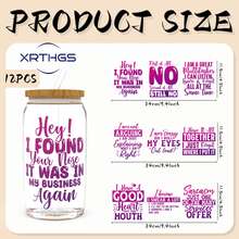 12PCS/SET UV DTF Transfer Stickers Sarcastic Cartoon Theme Style UV DTF Cup Wrap Suitable For Glasses, Notebooks, Computers, Tables And Chairs, Etc. For DIY Creativity, High Viscosity UV DTF Cup Sticker(Glass Not Included) - Multicolor - View 2