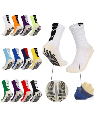 1 Pair New Men Women Non-Slip Silicone Sports Soccer Socks Sweat Absorbing Breathable Football Tennis Volleyball Yoga Socks