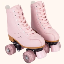 Milky Way Women's Roller Skates, Comfortable PU Leather Pink Purple Light Up Roller Skates, Indoor Outdoor Roller Skates For Beginners - 西瓜粉紅色 - 查看 3