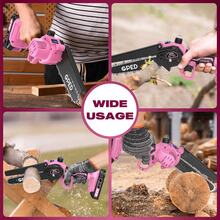 Mini Chainsaw Cordless 6 Inch With 2 Battery, Mini Power Chain Saw With Security Lock, Electric Chainsaw, Handheld Small Chainsaw For Tree Trimming Wood Cutting (2 Mini Chainsaw + 2 Guide Plate) - 粉紅色-1 - 查看 7