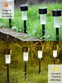 8pcs/10pcs/12pcs Solar-Powered Garden Lights, Outdoor Ground Plug-In Night Lighting Lawn Lights, With Waterproof Effect /35mAh, Suitable For Garden And Terrace Decoration, Outdoor Camping Light Decoration, Home Courtyard Street Lamp Decoration (White Light/Warm Light)